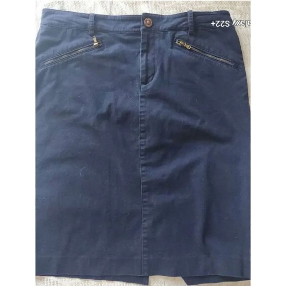 K36 Lauren Ralph Lauren Navy Zip-Pocket Straight Skirt